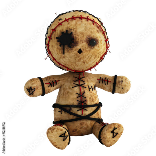 Voodoo doll, Halloween accessory, isolated on Transparent background. photo