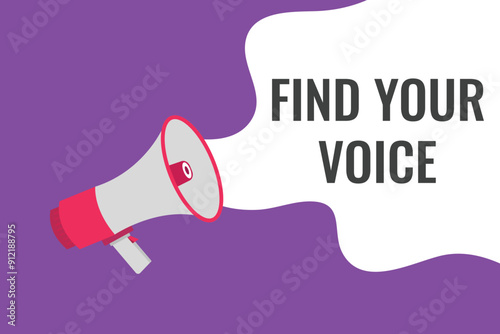 find your voice button, banner, label, template for website. find your voice text with colorful megaphone icon
