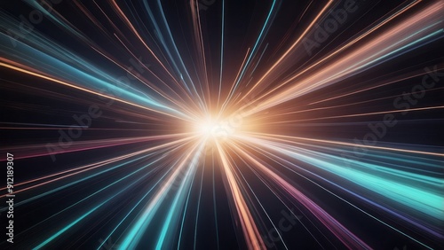 Abstract Light Streaks Radiating Outwards from a Bright Center