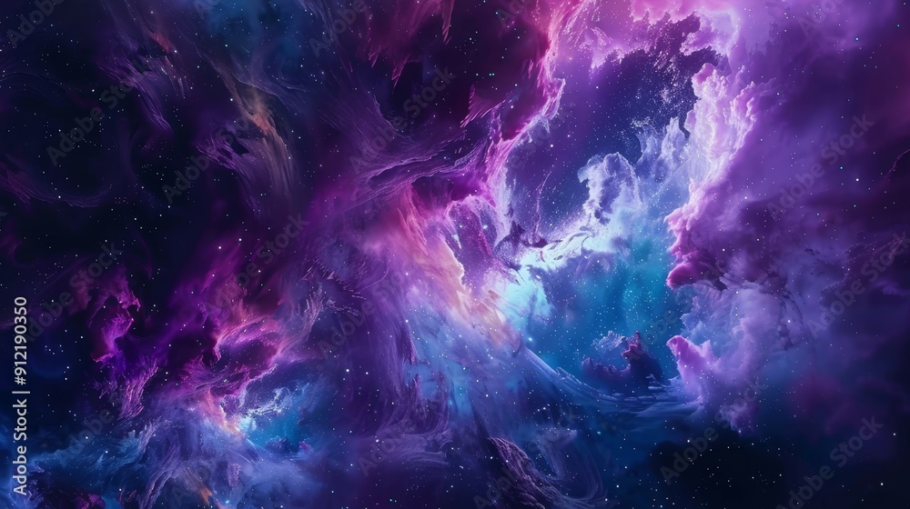 Cosmic Nebula: A Symphony of Color and Light - A vibrant nebula, painted in shades of purple, blue, and pink, swirls and dances across the vast expanse of space. The image evokes a sense of wonder, a Cosmic Nebula: A Symphony of Color and Light - A vibrant nebula, painted in shades of purple, blue, and pink, swirls and dances across the vast expanse of space. The image evokes a sense of wonder, a