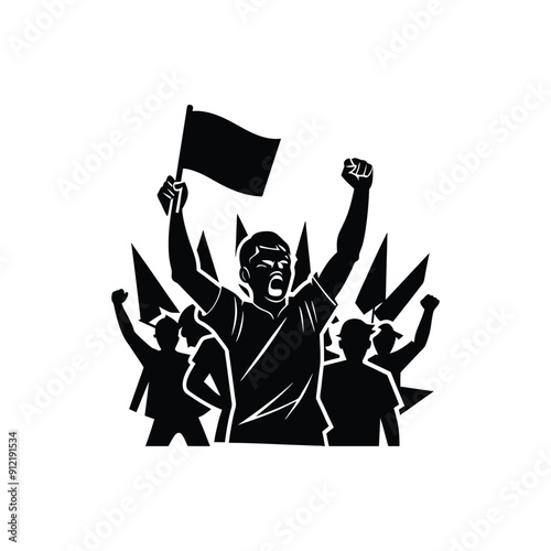Creative Angry Protestor Silhouette Vector Art