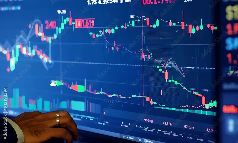 A trader focuses on stock market trends and data visualizations while analyzing charts on their screen
