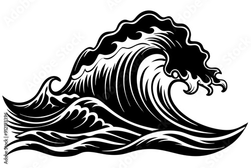 
Ocean Wave Silhouette, Sea Wave Vector illustration


