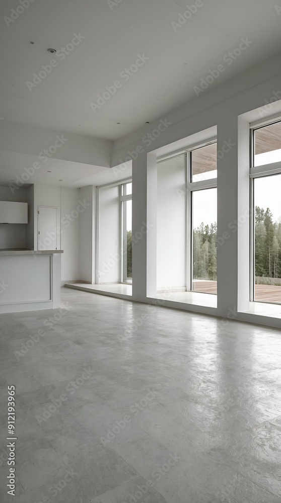Fototapeta premium empty room with windows