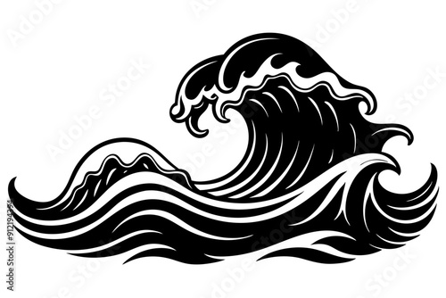 sea wave silhouette isolated on white background. Nature ocean graphic symbol vector illustration
