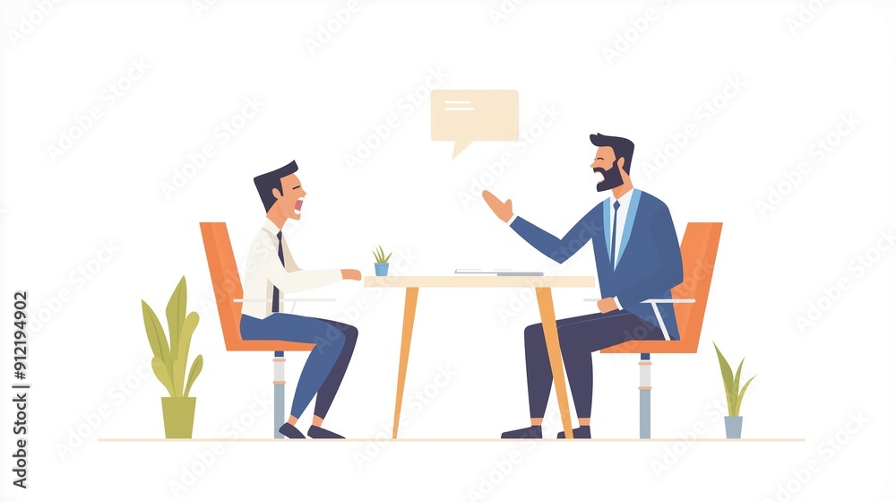 Angry boss yelling at employee, tense office scene, flat design illustration Angry boss yelling at employee, tense office scene, flat design illustration