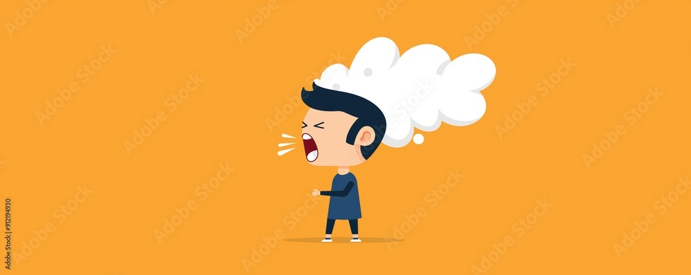 Angry person shouting, steam coming out of ears, flat design illustration Angry person shouting, steam coming out of ears, flat design illustration