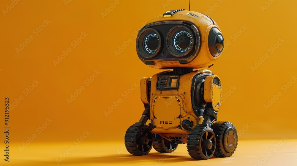 Yellow Robot on Orange Background Yellow Robot on Orange Background