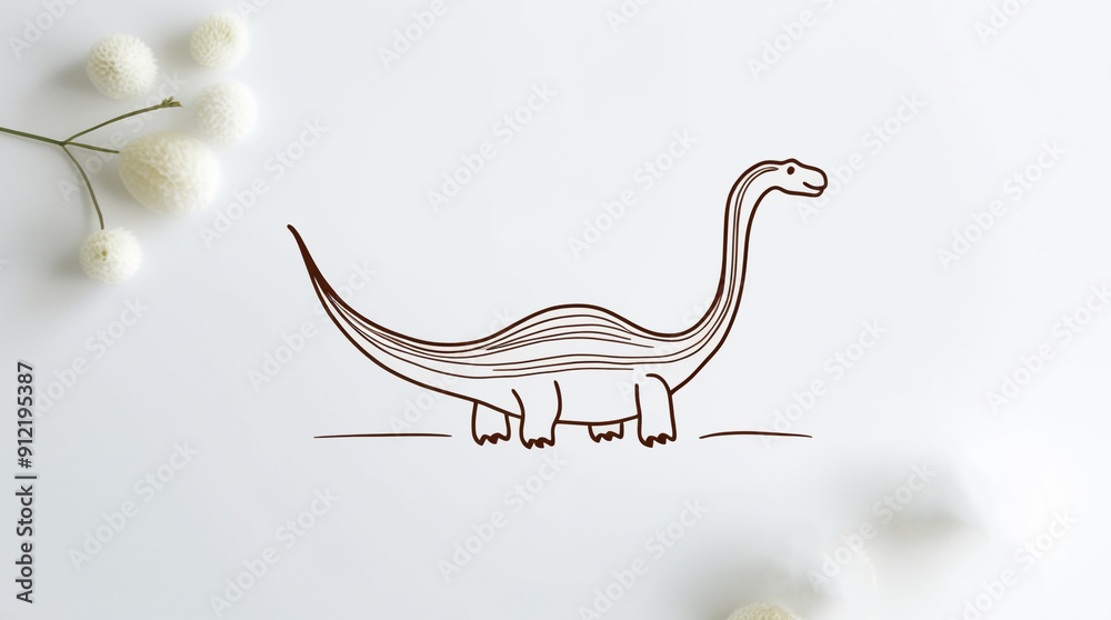Fototapeta premium brachiosaurus line art