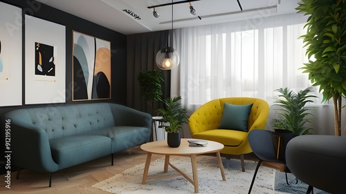 Stylish interior of a house with living room corner and window