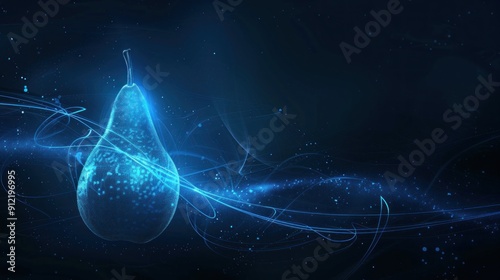 Glowing Pear in a Blue Nebula
