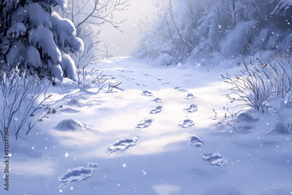 Mystic Snow Tracks: An Animated Snow Scene Leading to an Enigma with Distinctive Footprints in the Snow Mystic Snow Tracks: An Animated Snow Scene Leading to an Enigma with Distinctive Footprints in the Snow