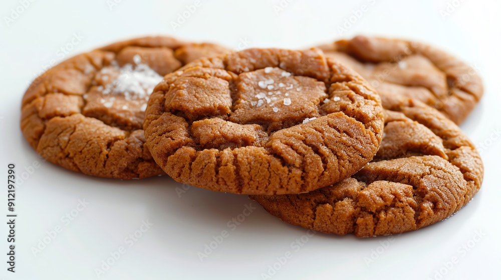 Molasses cookie with a chewy texture, isolated on white, warm and spicy Molasses cookie with a chewy texture, isolated on white, warm and spicy