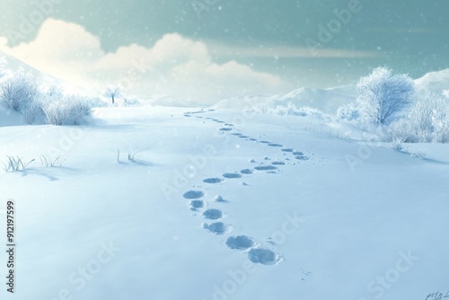 Mystic Snow Tracks: An Animated Snow Scene Leading to an Enigma with Distinctive Footprints in the Snow