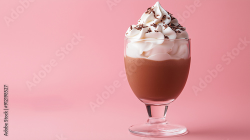 Wallpaper Mural chocolate cream with chocolate in cup on solid background Torontodigital.ca