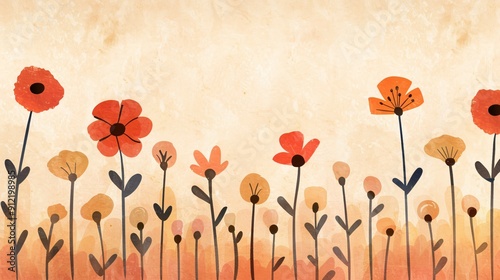 Abstract Floral Design with Watercolor Texture.