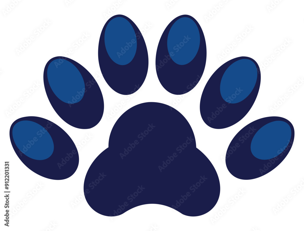 Blue paw print illustration. Vector illustration Blue paw print illustration. Vector illustration