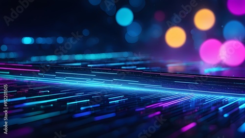 A computer screen with a blue line and a bunch of colorful dots