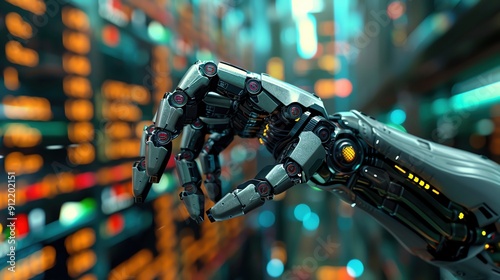 Investor ensnared by a robotic claw labeled market manipulation, illustrating investment risks, more clarity with clear light and sharp focus , high detailed ,