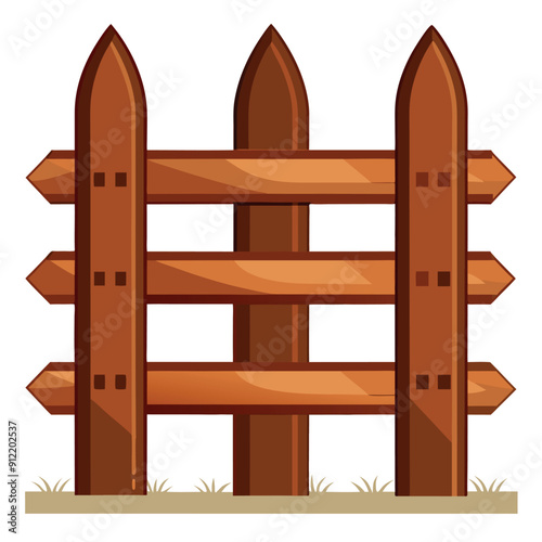 A wooden fence set apart against a white backdrop