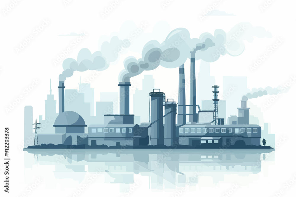 Obraz premium vector Factory building with smoke