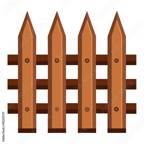 A wooden fence set apart against a white backdrop