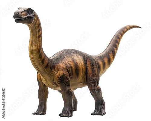 A Brown and Tan Dinosaur With a Long Neck and Tail