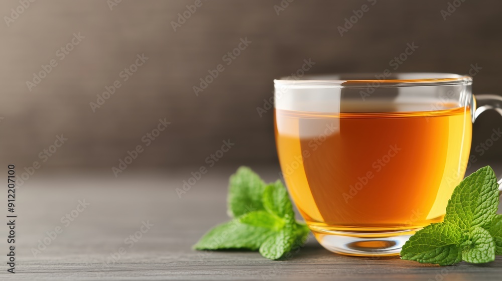A cup of herbal tea, garnished with fresh mint leaves. Perfect for health and relaxation. A cup of herbal tea, garnished with fresh mint leaves. Perfect for health and relaxation.