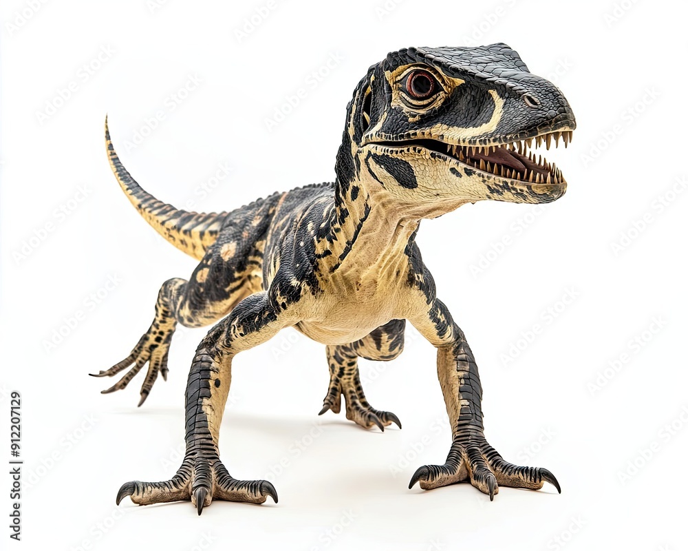 Obraz premium A Realistic Dinosaur Model with Open Mouth and Sharp Claws