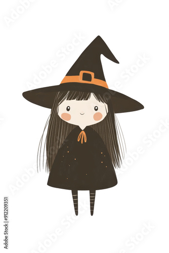 Cute witch illustration on isolated transparent background