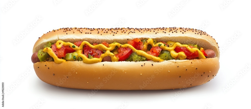 Hot Dog with Mustard and Relish Hot Dog with Mustard and Relish