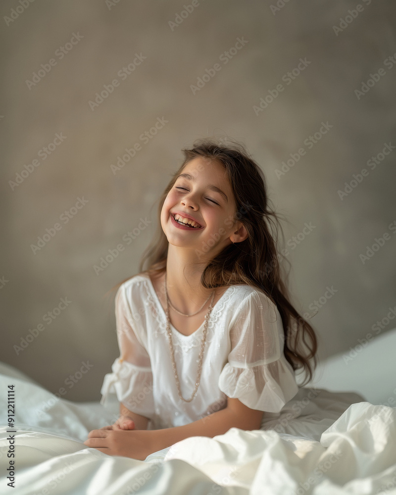 cute little girl smiling with long hair