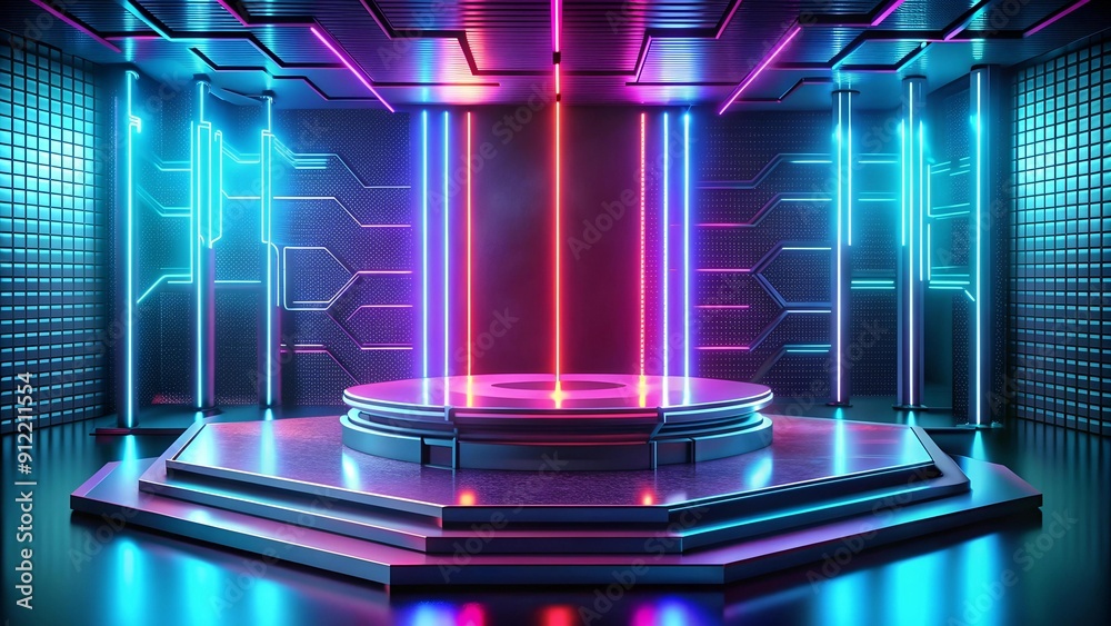 Neon Glitch Podium: A Cyberpunk Gateway to the Digital Realm Generative AI Neon Glitch Podium: A Cyberpunk Gateway to the Digital Realm Generative AI