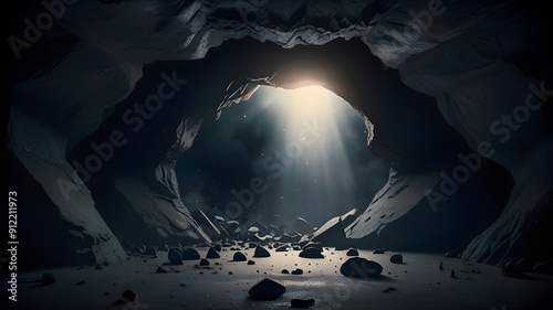 Sunlight descends underwater and into a crevice in a reef in the Solomon Islands.
