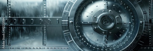 titanium and tungsten bank vault door, copy space