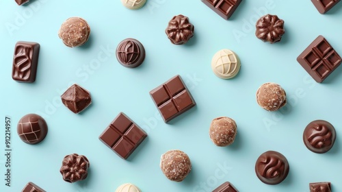 Wallpaper Mural Chocolate Assortment on Blue Background Torontodigital.ca