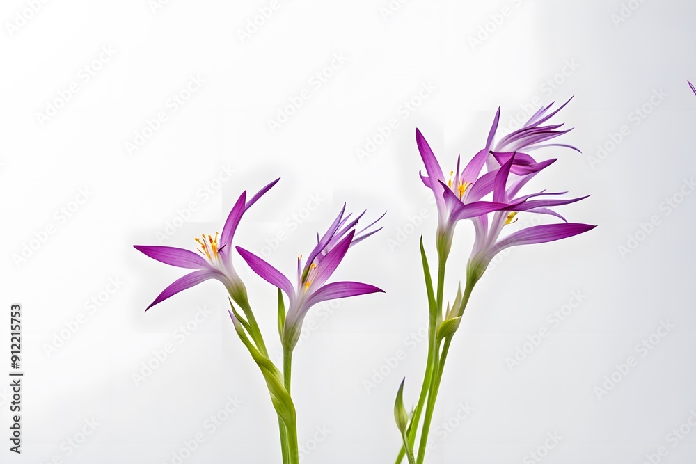 Shooting star flowers on white background, Ai Generated Shooting star flowers on white background, Ai Generated