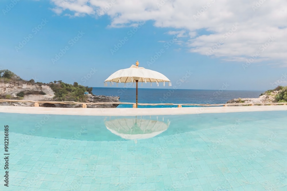 Fototapeta premium Infinity pool overlooking the ocean.