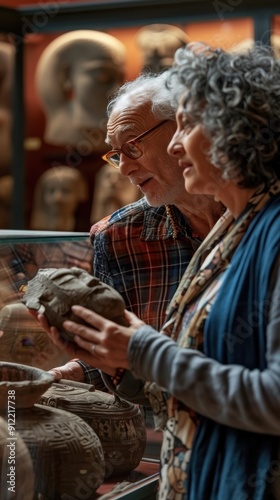 Wallpaper Mural Two visitors explore ancient artifacts and share insights within a museum setting Torontodigital.ca