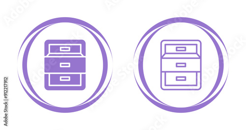 Filing cabinet with open door Vector Icon