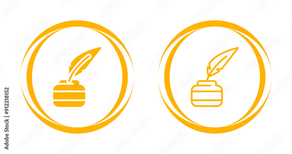 Quill pen with inkwell Vector Icon Quill pen with inkwell Vector Icon