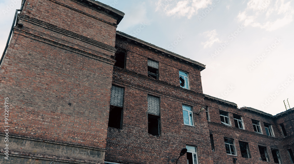 destroyed school in a city lost in the war in Ukraine