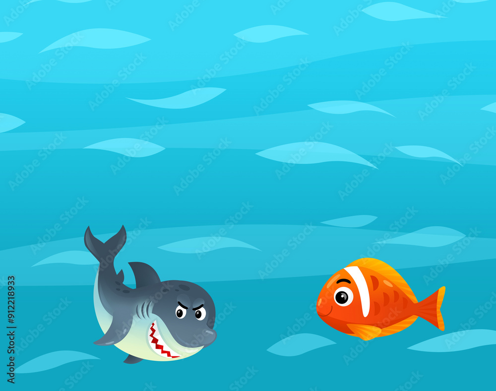 Cartoon ocean and sea coral reef animals of underwater kingdom swimming diving wit illustration for kids Cartoon ocean and sea coral reef animals of underwater kingdom swimming diving wit illustration for kids