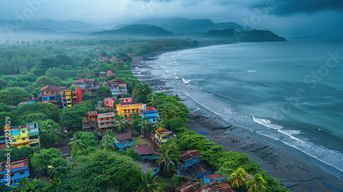aerial view of coastal Town