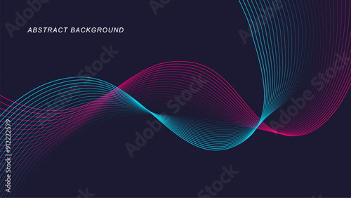 Abstract dynamic lines on dark background. Modern red and green flowing wave lines. Futuristic technology concept.