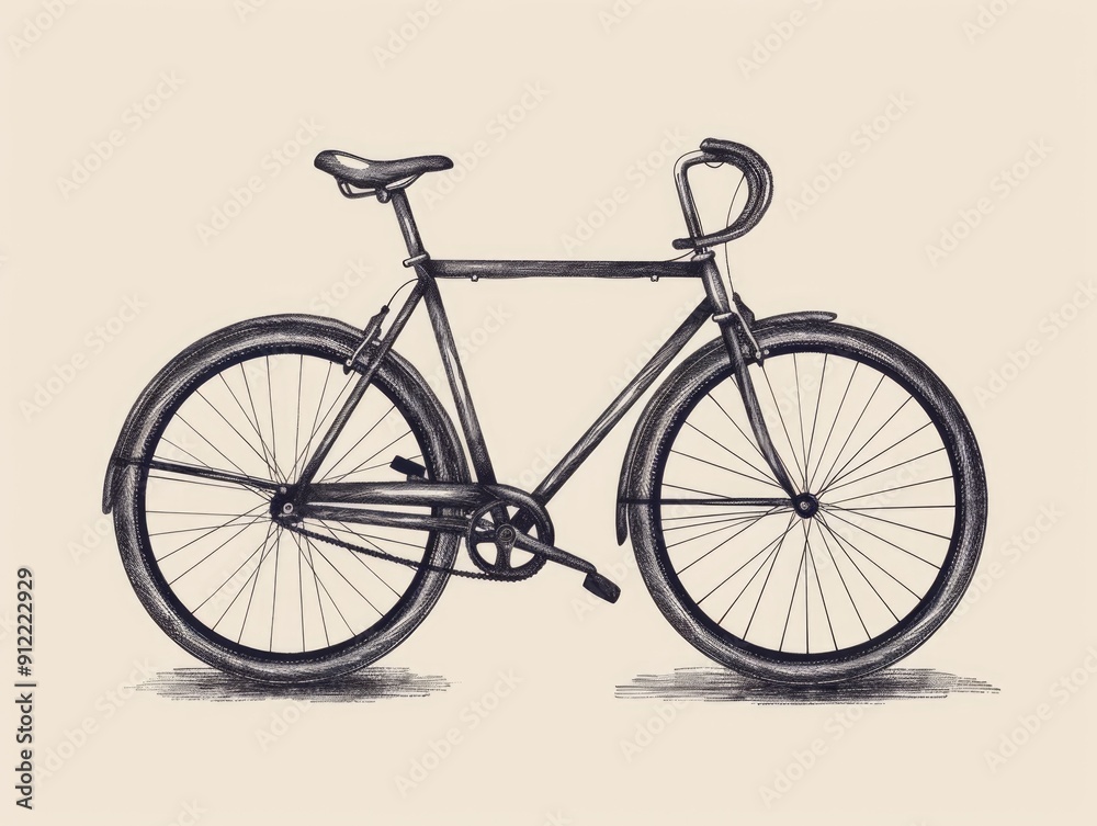 Bicycle Sketch with Intricate Hand Drawn Details in a Sleek Minimalist Black and White Design Style Showcasing the Classic Form and Technical Elements of a Vintage Bicycle Portrayed in a Modern Bicycle Sketch with Intricate Hand Drawn Details in a Sleek Minimalist Black and White Design Style Showcasing the Classic Form and Technical Elements of a Vintage Bicycle Portrayed in a Modern
