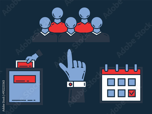 Democracy politics social icon for election and voting day