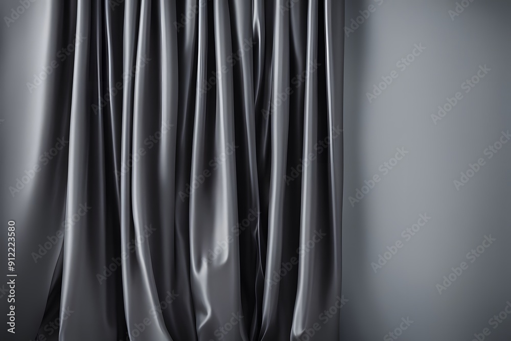 Obraz premium Modern graphite gray silk curtain with a sleek sheen for cutting edge technology, AI Generated