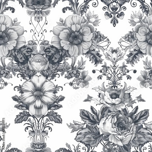 Wallpaper Mural Seamless pattern of intricate floral bouquets with fine line details Torontodigital.ca