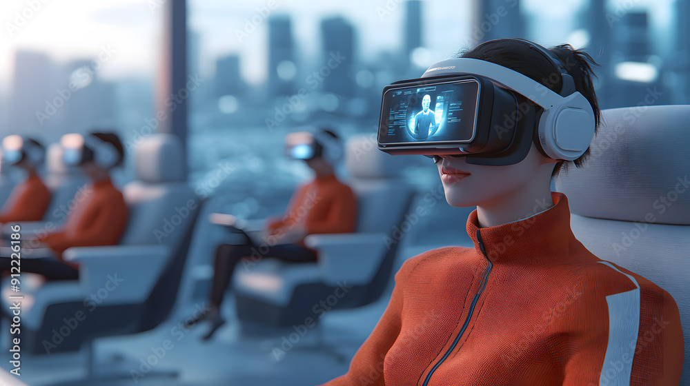 A realistic photo of a futuristic remote learning environment A realistic photo of a futuristic remote learning environment